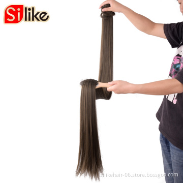 Heat Resistant Fiber Hair Extension Wrap Around Hairpiece Curly Straight Pony Tail Custom-made  Long Clip In Synthetic Ponytail